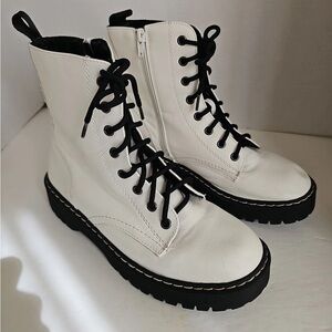 Sincerely Jules White and Black Combat Boots